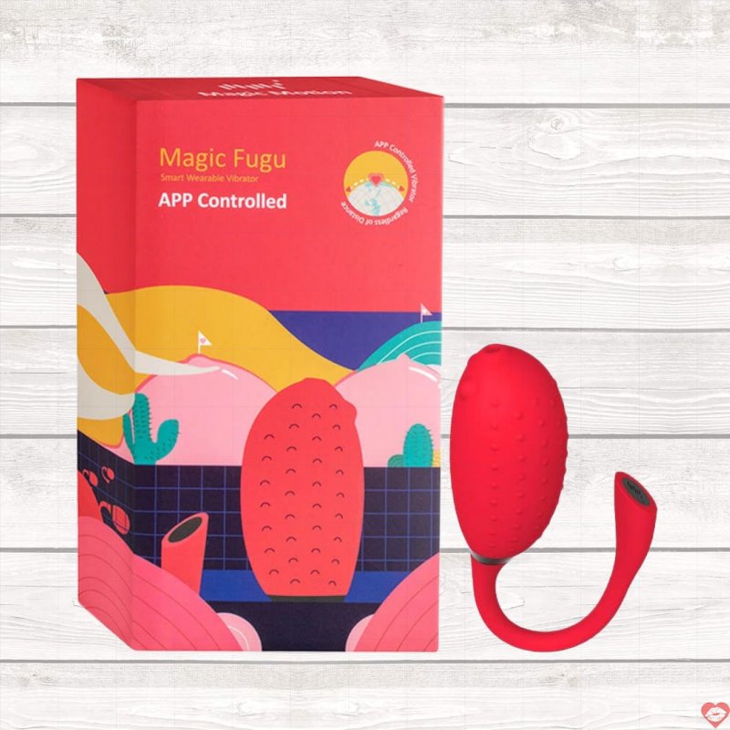 Trứng rung Magic Motion Fugu Đỏ silicon y tế điều khiển từ xa 
