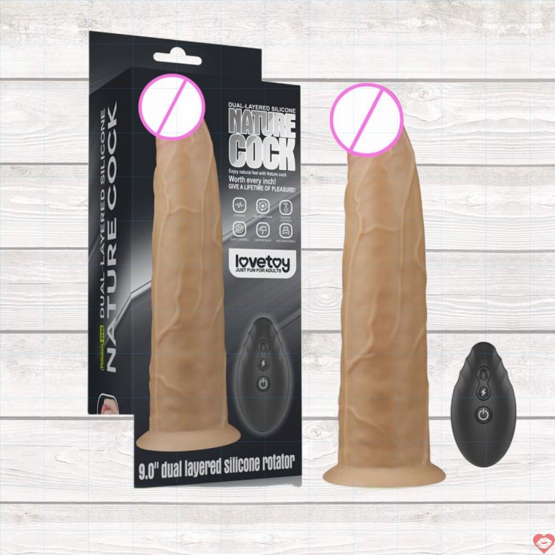 Dương vật giả siêu to rung ngoáy gắn tường Lovetoy Nature Cock 9 inch