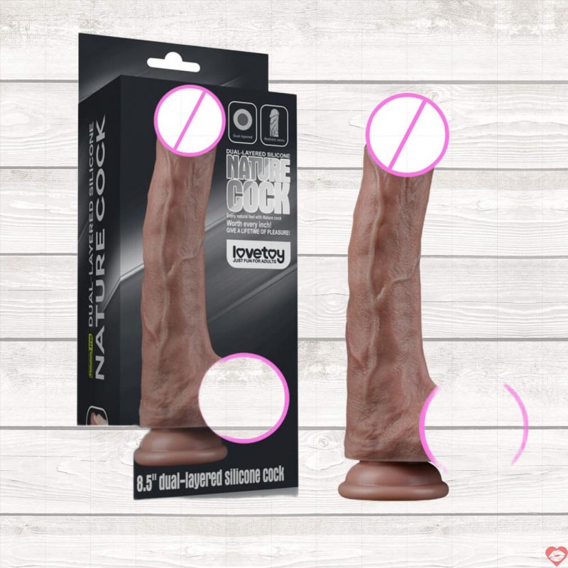 Dương vật giả hít tường silicon hai lớp Lovetoy Nature Cock 8.5 inch