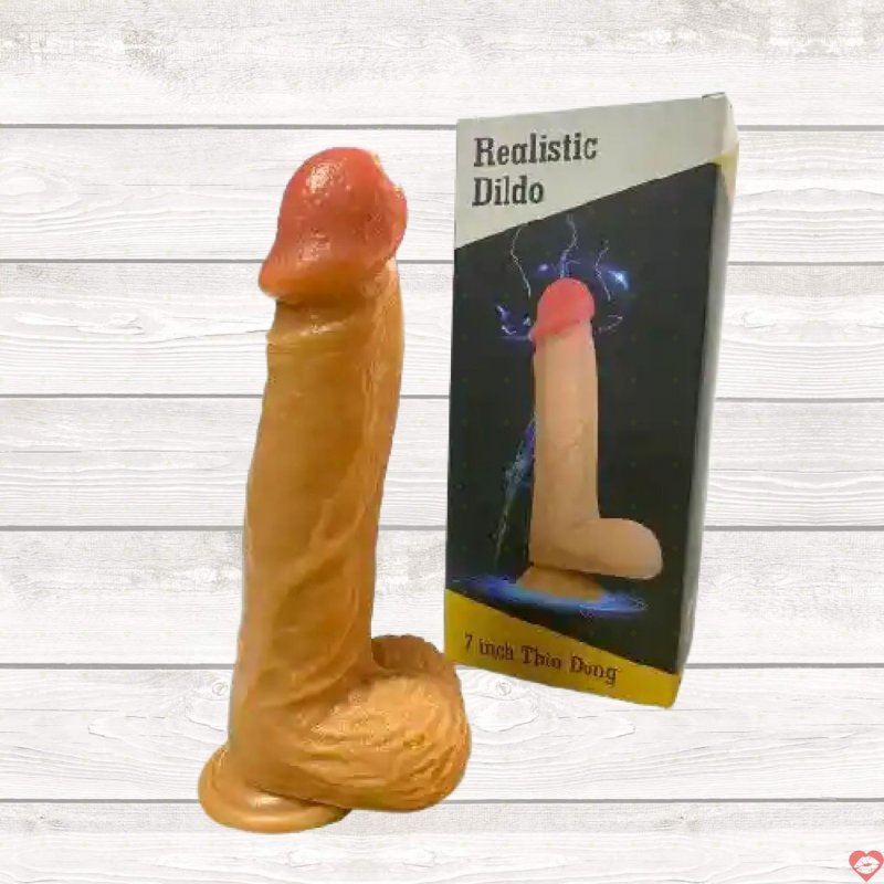 Dương Vật Giả Realistic Dildo 7inch Không Rung Màu Da Có Đế Hít