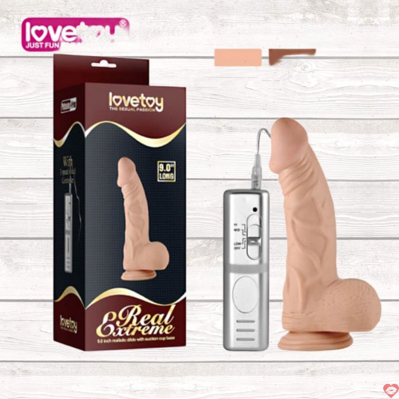 Dương Vật Giả Diều Khiển Rung Hít Tường Cao Cấp Lovetoy Real Extreme