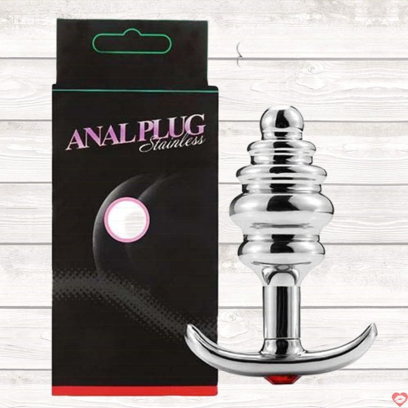 Phích cắm hậu môn xoắn ốc đính đá inox bền đẹp, kích thích mạnh 