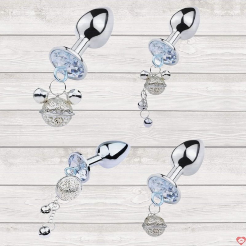 Phích cắm hậu môn Inox gắn đá có chuông nhiều kích thước