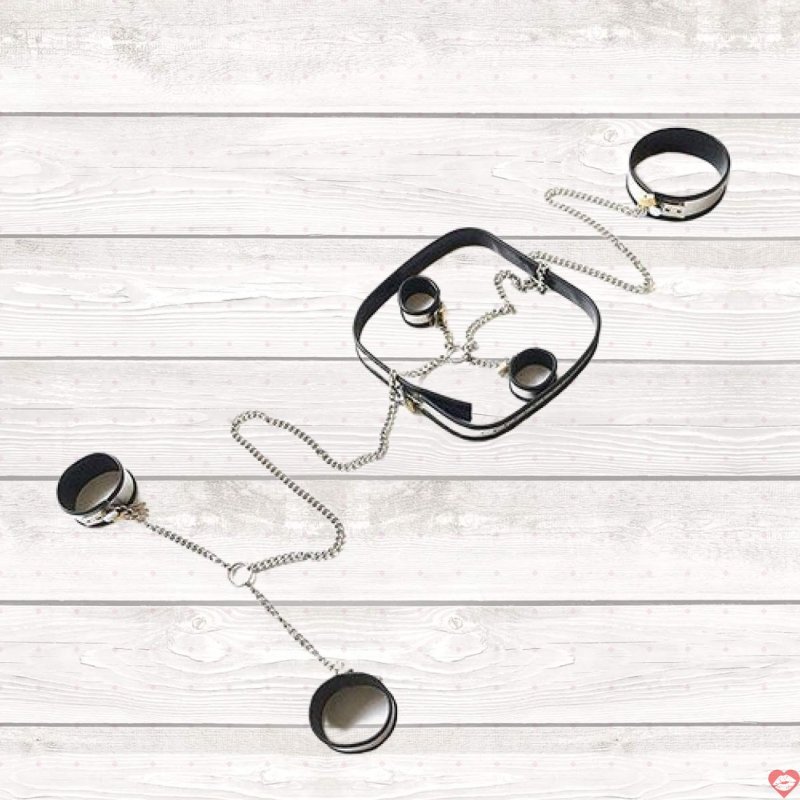 Bộ còng tay chân cổ đai lưng bạo dâm kim loại bền chắc chất lượng 