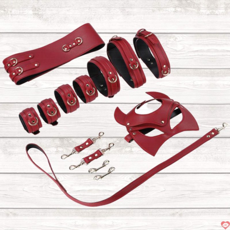 Bộ dụng cụ BDSM đỏ kích thích cảm giác mới lạ thăng hoa 