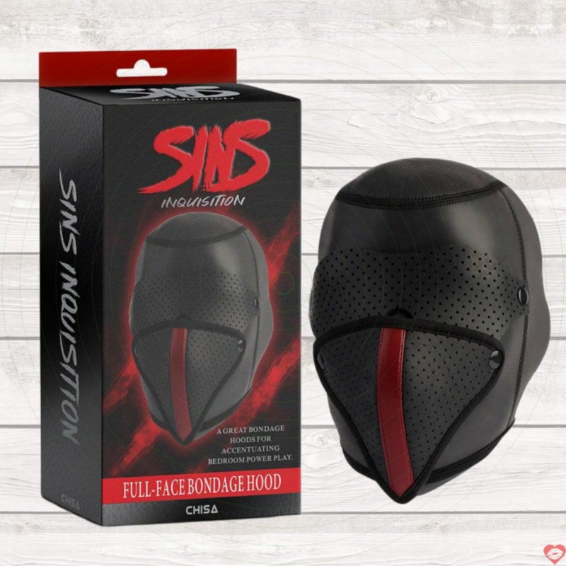 Mặt nạ BDSM Chisa Sins Inquisition Bondage Hood PU thoáng khí cao cấp 
